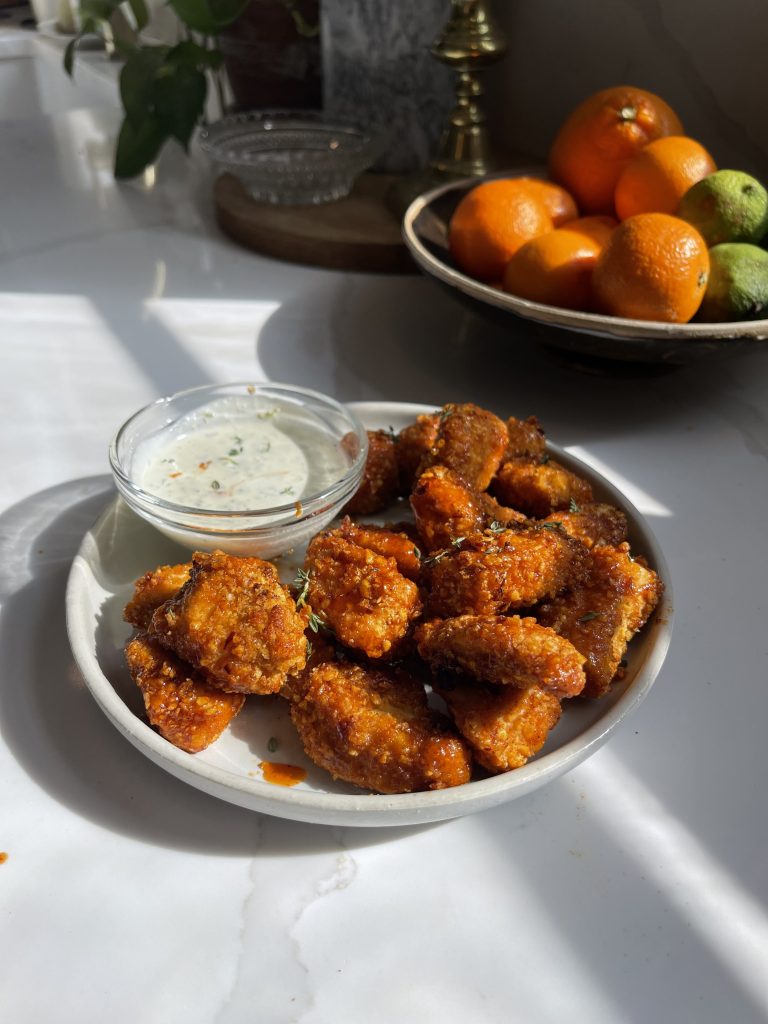 hot sweet fried vegan chicken | teriyaki