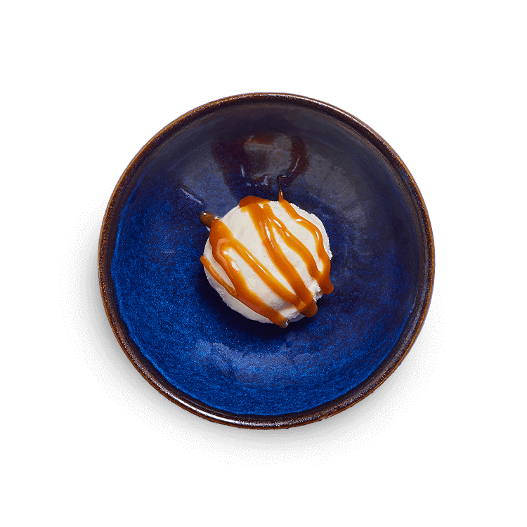 Vanilla Pod Ice Cream With Toffee Sauce 1 vanilla pod ice cream with toffee sauce